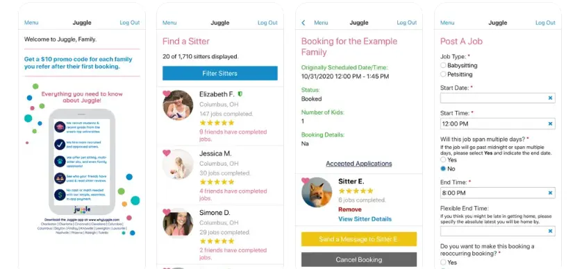 Juggle Babysitter app