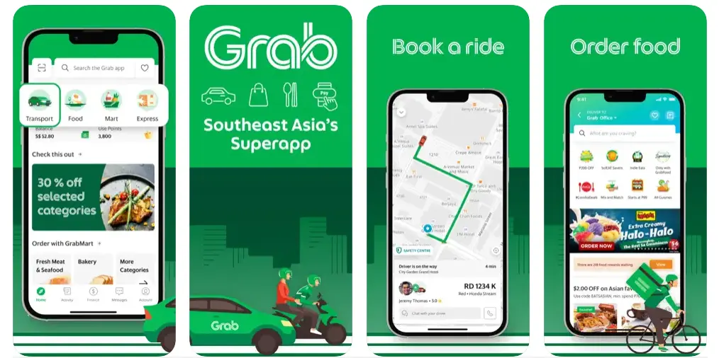 Grab taxi booking app