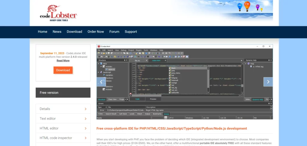 CodeLobster – Cross-Platform IDE