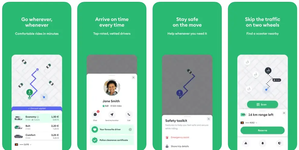  Bolt ridesharing apps