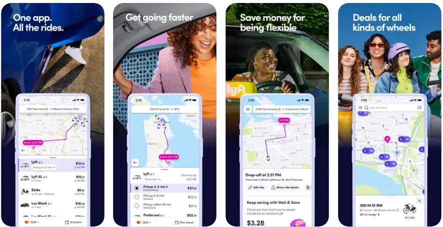 Lyft ridesharing apps