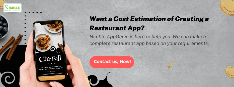 Want a cost estimation of creating a restaurant app
