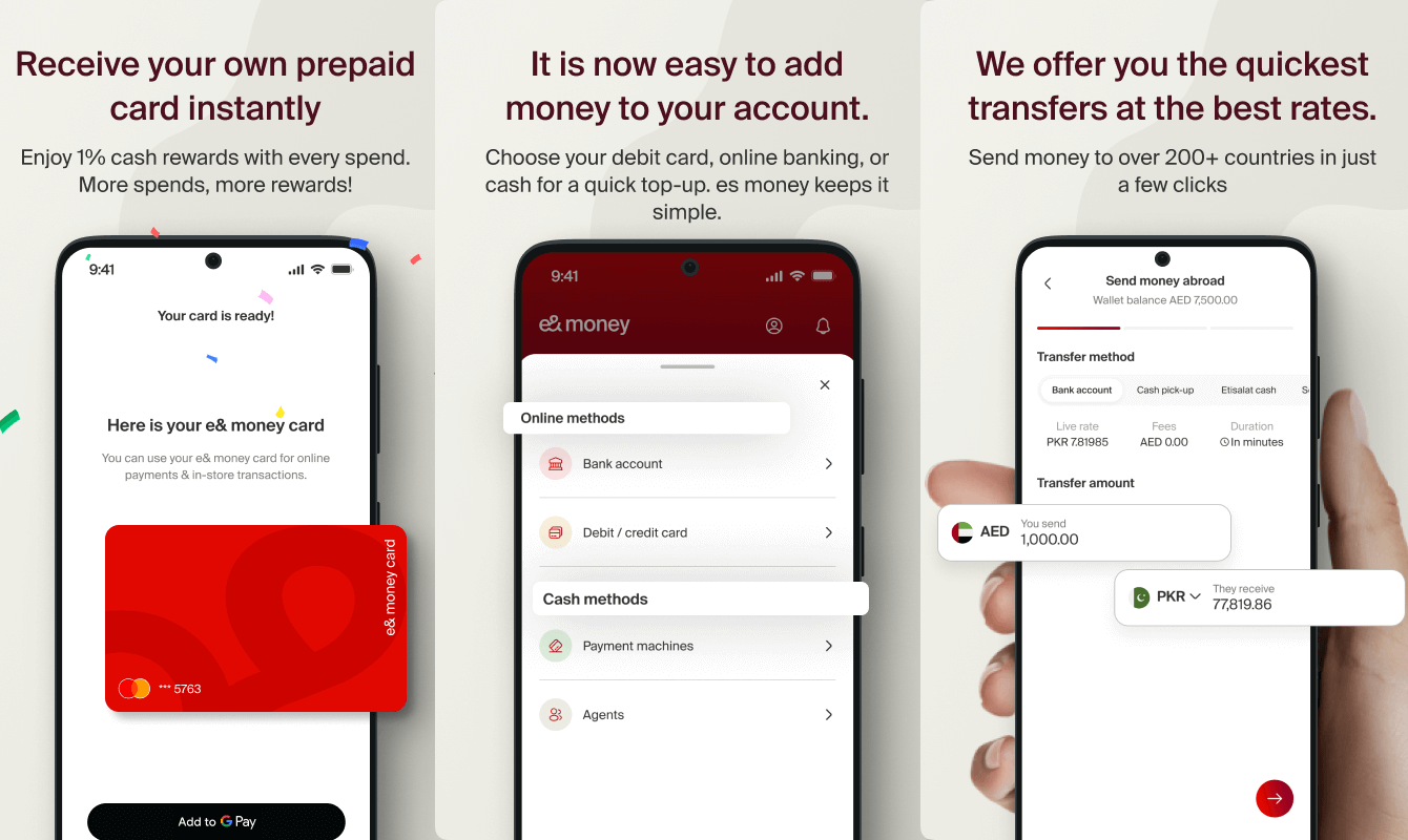 features of e and money app