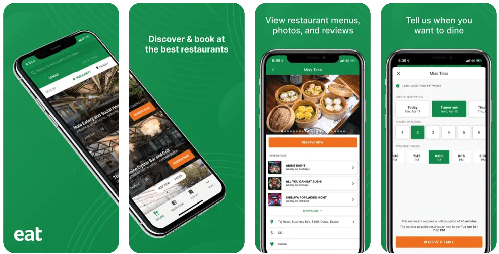 Eat App Restaurant Bookings
