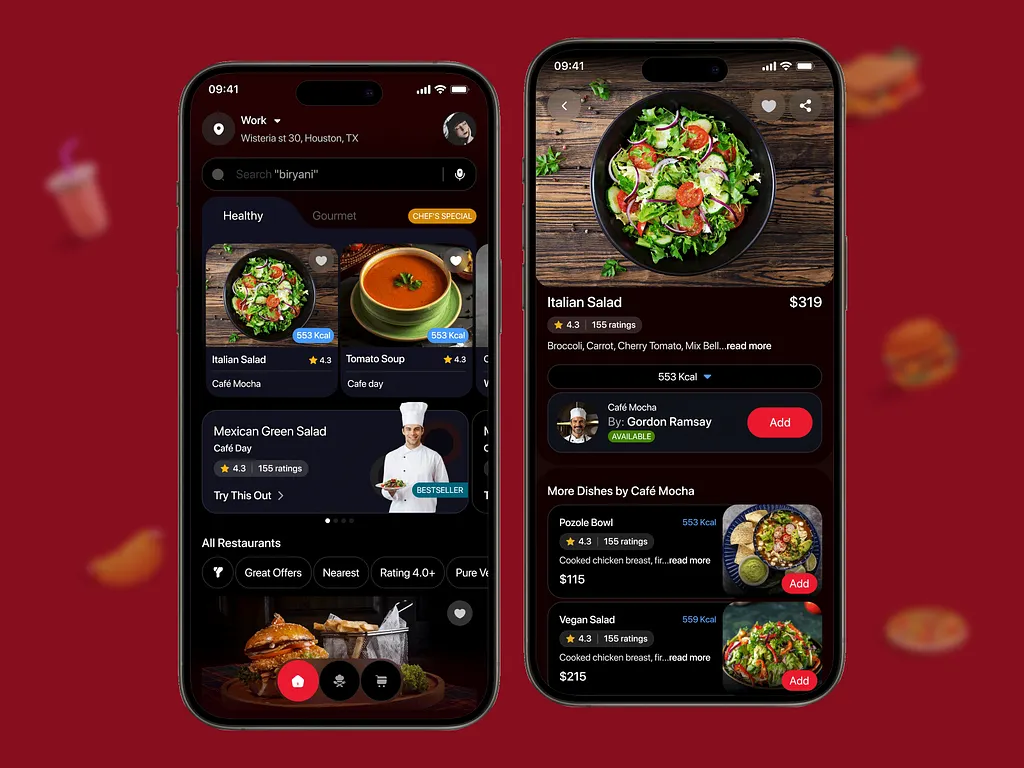 Restaurant app Interface