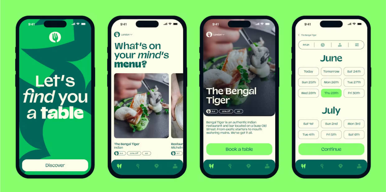 book table on thefork app