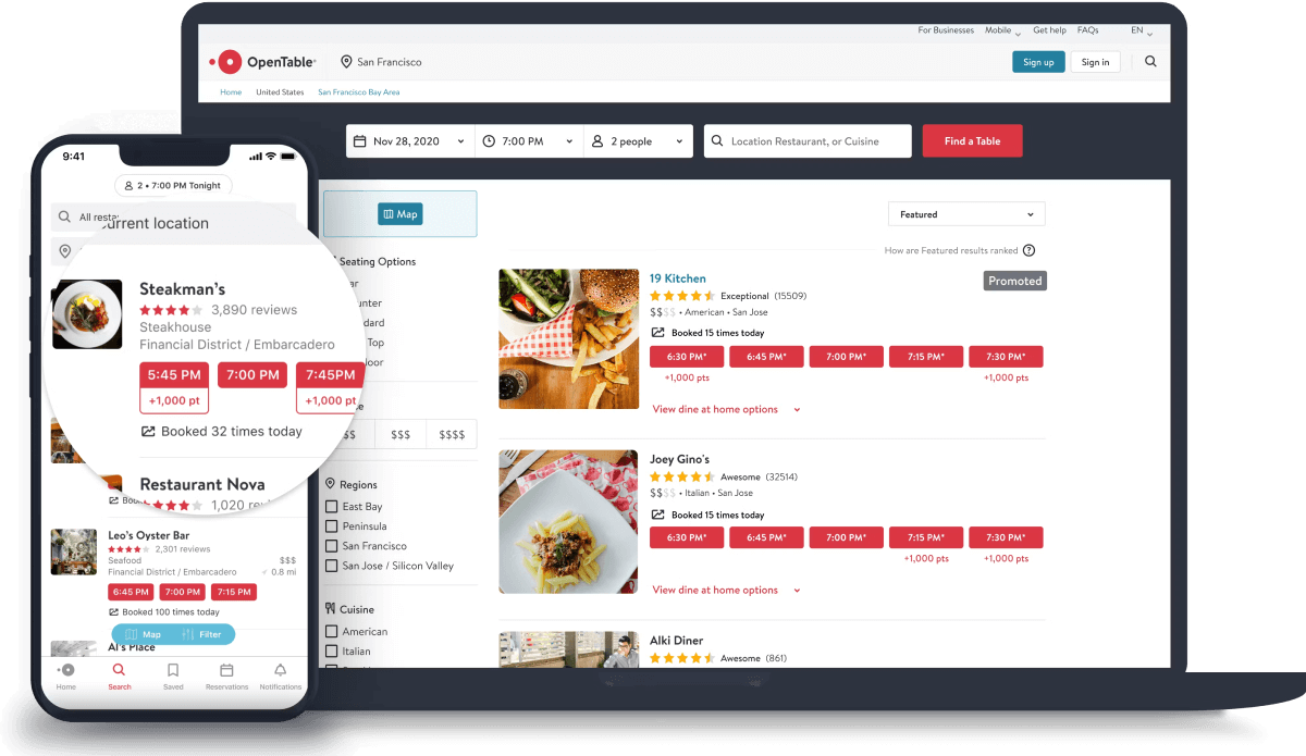 customer reviews on restaurant reservation app