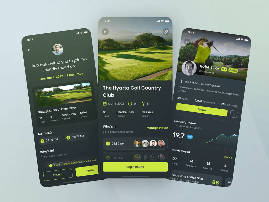 golf app design