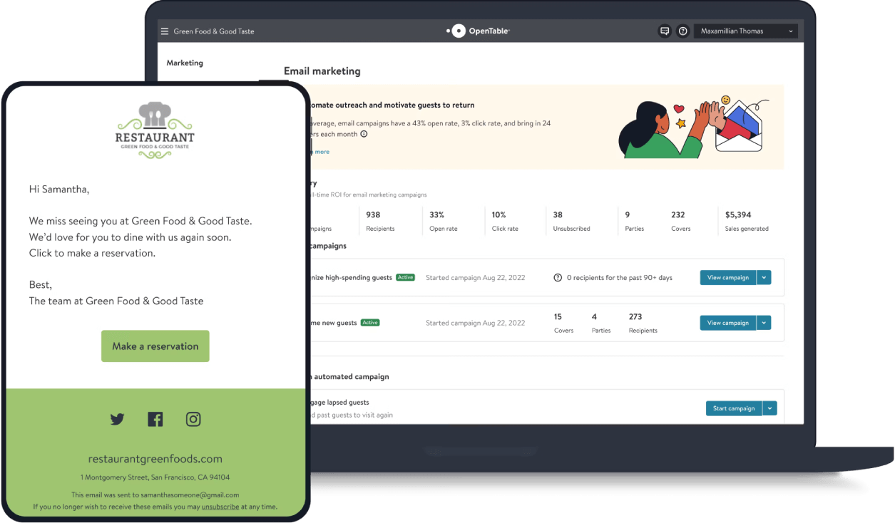 marketing campaigns for opentable like app