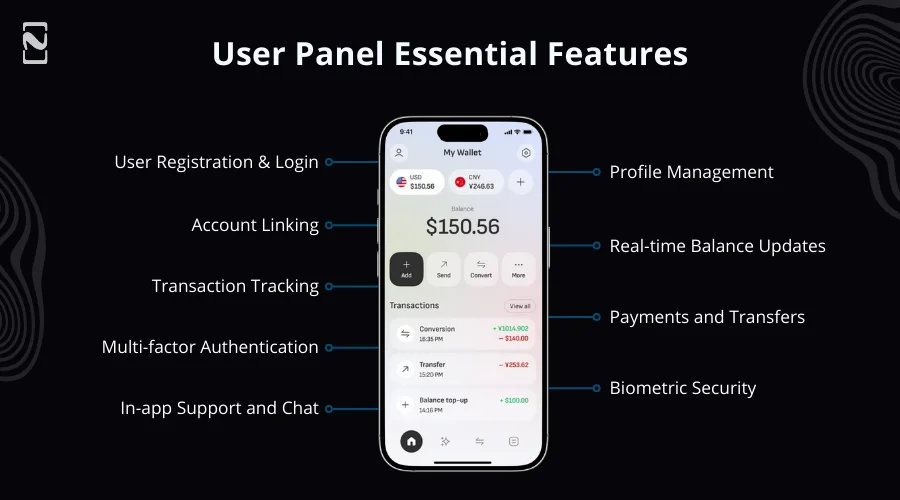 User Panel Essential Fintech App Features